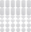 ABBECIAO 42 Pack-Metal Stamping Blanks-Love Heart, Dog Tags, Aluminum Round Blanks Craft Making 0.06 Inch Thick