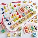 Educational Learning Montessori Toys for Kids,7 in 1 Puzzles Number Shape Sorter Counting Stacker with Number Blocks,Xylophone, Fishing Game for Toddler, Gift for3 4 5 6Year Old Boys Girls Red