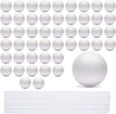 24 Foam Balls and 24 Dowels Set for DIY Arts and Crafts (48 Pieces)