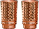 HealthGoodsAU - Hammered Pure Copper Tumbler Set of 2 | Traveller's Copper Glass for Serving Water for Ayurveda Health Benefit | 250 Ml (8.4 US Fluid Ounce) Capacity
