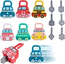 TIKAITOYO 6 Pack Learning Locks with Keys Toys,Numbers Matching and Counting Montessori Educational Busy Board Car Toys for 3+ Years Boys Girls Preschool Games Gifts