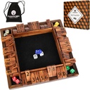 Shut The Box Game Wooden 4 Player - 12 Classic Dice Board Game for Adults Kids - 10 Numbers Math Game Box - Black Felt - Cover Case