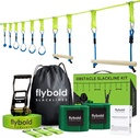 Ninja Obstacle Course Line Kit 40' Slackline 8 Hanging Obstacles with Adjustable Buckles Tree Protectors Instruction Booklet Carry Bag Capacity 300lbs Outdoor Backyard Fun for Kids Adults Family