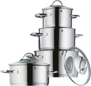 WMF Pot Set 4-Piece Provence Plus Pouring Rim Glass Lid CromarganÂ Stainless Steel Polished Suitable for Induction Hobs Dishwasher-Safe