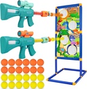 Shooting Game Toy for Age 5, 6, 7, 8,9,10+ Years Old Boys, Shooting Targets - 2pk Foam Ball Popper Air Guns - 24 Foam Balls, Indoor Activity Games for Kids Boys Girls - Compatible with Nerf Toy Guns