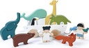 Tender Leaf Toys - The Friend Ship - 12 Pieces Pull Toy Ship Set with Stackable Animals and Friend Figures - Early Learning, Creative and Imagination Play for Children 3+