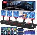 Lehoo Castle Nerf Target, 5 Electronic Digital Target for Nerf Guns, Shooting Targets with Auto-Reset, Scoring Target Includes 20 Bullets, Hand Wrist Bands, Stickers, Outdoor Game for Boys Girls
