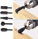 1/4 6mm Rotary Burr Set Power Tools Wood Grinding Engraving Carving File Rasp Drill Bits Rotary Drill Burrs Shank Bit Set for Woodworking Kit Pack of 5 Black