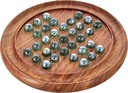 Handmade Solitaire Marbles Family Board Game Puzzle with Glass Marbles for Kids Adults