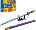 Cosplay Anime Swords Building Blocks Model Toy,Roronoa Zoro Yamato Sword with Scabbard and Bracket,Handmade Purple Yama Enma Katana Toy Building Set for Adults (Yamato Sword)