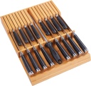 Utop in-Drawer Knife Block Bamboo Kitchen Knife Drawer Organizer,Large Handle Steak Knife Holder Without Knives, fit for 16 Knives and 1 Sharpening Steel (16 Knife Organizer)
