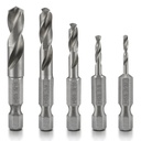 NEIKO 11402A Stubby Drill Bit Set for Metal | 5 Piece | 1/4 Quick Change Hex Shank | M2 High Speed Steel | for Quick Change Chucks and Drives | Drill Bit Holder Included