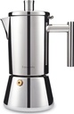 Easyworkz Diego Stovetop Espresso Maker Stainless Steel Italian Coffee Machine 4Cup 200ml Induction Moka Pot
