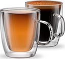 Anchor and Mill Double Walled Insulated Glass Coffee Mugs or Tea Cups for Espresso Latte Cappuccino Thermo Glassware 12 oz. (354 ml) Set of 2 Gift-boxed Am-10