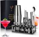 YOTOCOOL 20 Piece Stainless Steel Cocktail Shaker Set Bartender Kit, 25oz Boston Shaker Tool Set with Acrylic Stand and Recipes, Perfect Bar Tools Set for Drink Mixing Home or Parties Bar