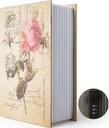 Diversion Book Safe Storage Box, Dictionary Secret Safe Can with Security Combination Lock/Key, Diversion Book Hidden Safe M,Combination Rose Style