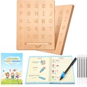 Montessori Wooden Alphabet Tracing Board Wooden Language Practicing Board Double-Sided Learning Writing Tracing Board with Workbook Wrist Developer and Pen for Preschool Kids (Alphabet Style)