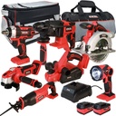 Excel 18V Cordless 7 Piece Power Tool Kit with 2 x 5.0Ah Batteries and Charger in Bag EXL10206 - Combo Kit - Monster Power Tool Kit - 18V Cordless Power Tool Kits - Mega Power Tool - 7 Piece Tool Kit