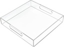 12x12 Inch Clear Serving Tray with Handles, Spill Proof Acrylic Serving Tray Decorative Tray Makeup Drawer Organizer Tray Vanity Table Tray Kitchen Countertop Tray for Coffee Table, Bathroom, Kitchen