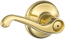 Schlage Lock Company F40 FLA 605 625 RH Schlage Flair Right Hand Privacy Lever, Polished Brass/Polished Chrome