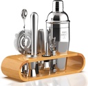 Cocktail Set Bartender Kit and Cocktail Shaker: 10-Piece Bar Tool Set with Stylish Bamboo Stand | Perfect Home Bartending Kit and Martini Cocktail Shaker Set for an Awesome Drink Mixing Experience