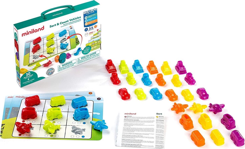 MINILAND Sort and Count Vehicles Math Game for Kids