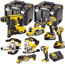 Dewalt 8 Pieces Power Tool 18V Li-ion Monster Kit with 3 x 5.0Ah Batteries and Chargers in 2 x TStak VI Cases