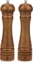 XQXQ Wood Salt and Pepper Mill Set, Pepper Grinders, Salt Shakers with Adjustable Ceramic Rotor- 8 inches -Pack of 2