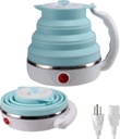 T-magitic Travel Foldable Electric Kettle, Collapsible Electric Kettle, Small Electric Kettle, Boiling water,Dual Voltage 600ml,110V/220V (Blue)
