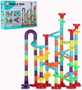 KSDFJ Marble Run Set for Kids 113pcs Marble Track Building Games 83 Marbulous Pieces 30 Glass Marble Colorful Marble Maze Race Track Construction Toys Learning Educational Fun for Boys 3+ Years Old