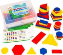 Kids First Math: Attribute Blocks Math Kit with Activity Cards | Develop Skills in Logical Thinking, Classifying, Comparing | Visual Hands-on Math for at-Home or Classroom Learning, Ages 3+
