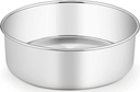 TeamFar Cake Pan, 8 x 3 Stainless Steel Deep Round Baking Roasting Cake Pan for Birthday Party Wedding, Non-Toxic and Heavy Duty, Deep and Straight Wall, Mirror Finish and Dishwasher Safe
