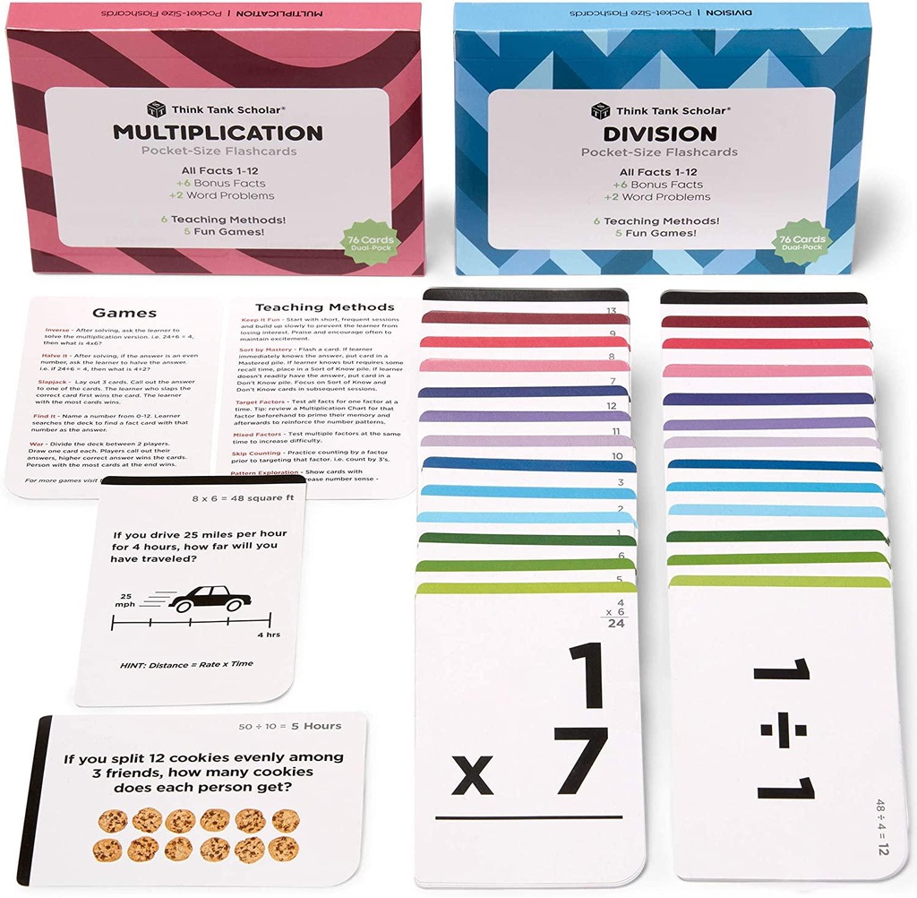 Think Tank Scholar Multiplication Division Flash Cards for Kids