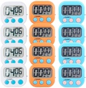 12 Pack Small Digital Kitchen Timer Magnetic Back and ON/Off Switch,Minute Second Count Up Countdown White,Blue,Orange