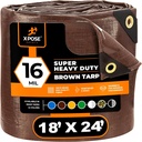 18' X 24' Super Heavy Duty 16 Mil Brown Poly Tarp Cover - Thick Waterproof, UV Resistant, Rip and Tear Proof Tarpaulin with Grommets and Reinforced Edges - by Xpose Safety