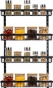 Spice Rack, Spice Rack Organizer Wall Mount, 4-Tier Stackable Hanging Spice Rack, Spice Shelf Storage, Floating Shelves Storage for Spice, Adjustable Spice Holder for Kitchen Bathroom Cabinet Pantry