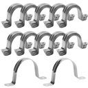 KOHAND 100 Pcs 2 Inch Stainless Steel Pipe Strap, Silver Two Hole Strap U Bracket, Ridgid Pipe Strap Clamp for Pipe Fixing