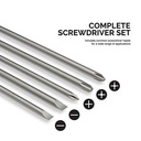 Neiko 10043A Phillips and Flathead Screwdriver Power Driver Bit Set, 5 Piece , 12\" Extra Long Length , 1/4\" Shank
