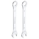Uxcell 14Mm 6-Point Thin Combination Wrench Double Ended Box and Open End Chromes Plated Steel, Silver 2Pcs