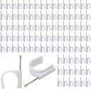 Half Clamp J-Hook with Nail, J Clamps for 3/4" Tubing Pipe Support, Wire and Cable Fixing（100Pcs）（White）