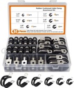52-Piece Cable Clamp Combo Kit, 304 Stainless Steel Rubber Gated Pipe Clamps, 6 Sizes 1/4" 5/16" 3/8" 1/2" 5/8" 3/4",Black