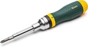 SATA 19-In-1 Multipurpose Ratcheting Screwdriver Set with 8 Double-Sided Bits and a Green and Yellow Oil-Resistant Handle - ST09350, 10 Piece