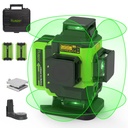 Huepar 4 X 360 Degree 16 Lines Self-Leveling Laser Level 4D Green Beam Cross Line Tiling Floor Laser Leveler Tools with Two Li-Ion Batteries