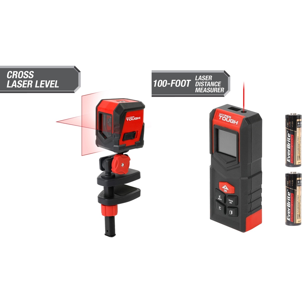 Hyper Tough Laser Level & Distance Measuring Tool Bundle