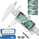 Digital Caliper, 6 Inch Caliper Tool with Extra Large LCD Screen, Auto-Off Feature, Easy Switch from Inch Metric Fraction, Stainless Steel Vernier Caliper Measuring Tool for Diy/Household