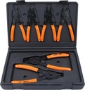 6-Piece Fixed Tip Combination Internal/External Snap Ring Pliers Set, Black, One Size