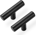 30 Pack Cabinet Knobs Matte Black Drawer Knobs Stainless Steel 2 Inch Overall Length Dresser Knobs for Cabinets Cupboard Bathroom Kitchen Hardware, Single Hole T Bar Knobs