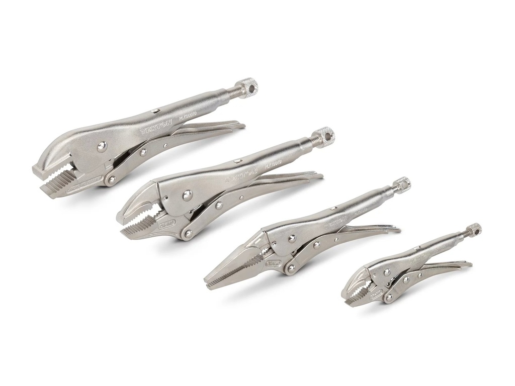 TEKTON 4-Piece Locking Pliers Set - Straight, Curved, Long Nose