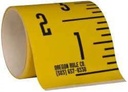Made in USA 6 Ft. Long X 3" Wide, 1/4" Graduation, Yellow, Mylar Adhesive Tape Measure Reads Bottom to Top, Vertical Rules