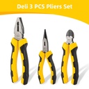 Deli 3 PCS Pliers Set, Heavy-Duty Steel German Pliers Tool Set,8" Linesman Pliers, 6" Needle Nose Pliers, 6" Diagonal Cutting Pliers for Basic Repair,Yellow&Black
